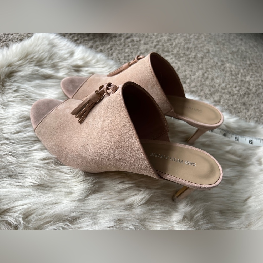 Saks Fifth Avenue Blush Tassel Mules View 2